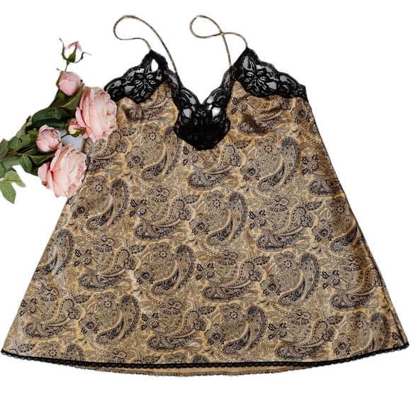Lucie Ann II Vintage Paisley Silky Floral Lace Slip Top Nighty Teddy Lin… - Picture 3 of 16
